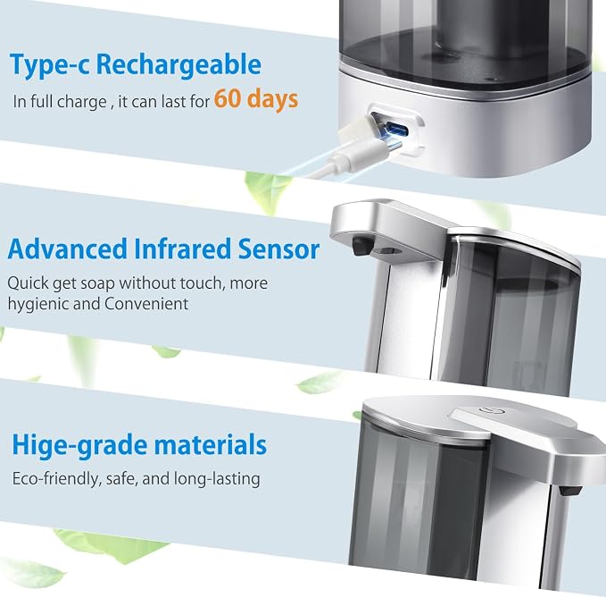 Automatic Liquid Soap Dispenser, Rechargeable, 17oz/500ml - Image 4