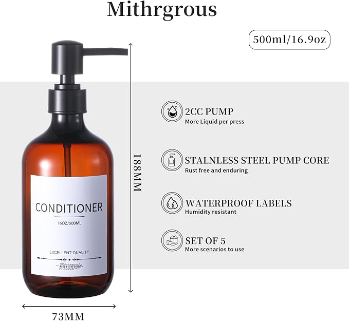 Shampoo and Conditioner Bottles, Shampoo Dispenser - Image 5