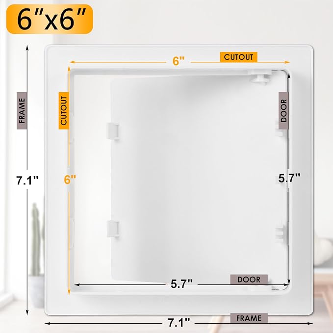 Suteck Plumbing Access Panel for Drywall Ceiling 6 x 6 Inch Reinforced Plastic - Image 2