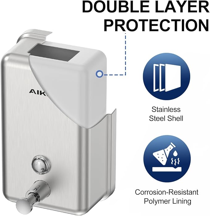 AIKE 37oz Surface Mount Stainless Steel Soap Dispenser - Image 5