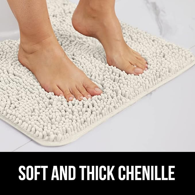 GORILLA GRIP Bath Rug Mat 60x24, Thick Soft Absorbent Chenille, Quick Dry - Image 4