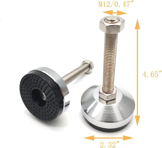 Heavy Duty Leveler Leg, Cabinet Leveling Feet, 2.36" Dia. Base, M12 Thread - Image 2