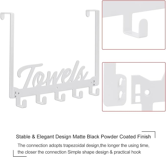 2 Pack Over The Door Hooks, Towel Rack - Image 3