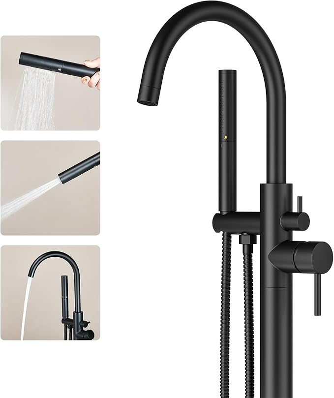 Freestanding Bathtub Faucet Matte Black Tub Filler Floor Mount Free Standing by RyuwankuBathroomFaucet