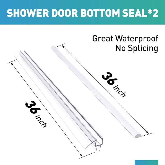 Shower Door Bottom Seal, Frameless Glass Door Seal Strip, Stop Shower Leaks and - Image 3