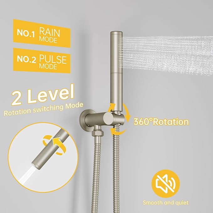 BESy Shower System with 10 Inch Round Rain Shower Head and Handheld Wall Mounted - Image 6