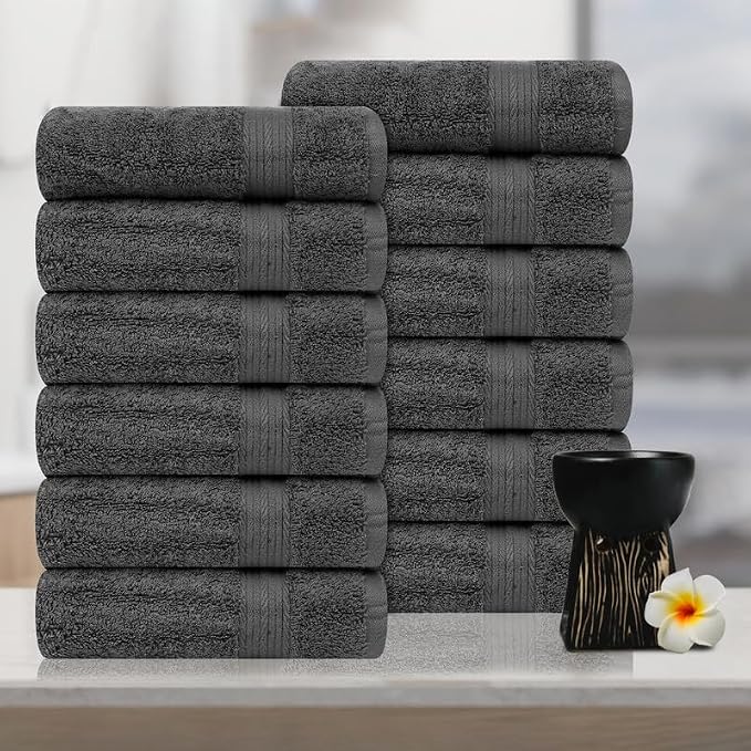 Ample Decor Soft Absorbent Hand Towels 18 X 28 Inch 600 GSM 100% Cotton- 12Pcs - Image 2