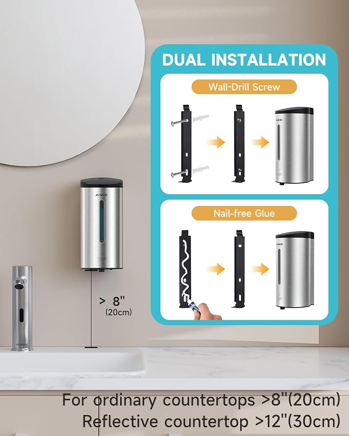 AIKE Wall Mount Automatic Foam Soap Dispenser 25 OZ Commercial Large Capacity - Image 2