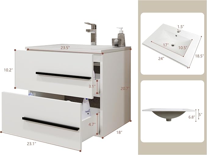 24 Inch Floating Bathroom Vanity - Image 2