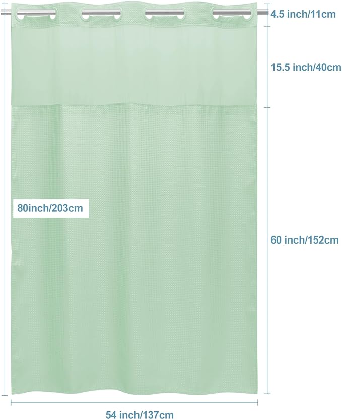 Mint Green Stall No Hook Shower Curtain - Image 6