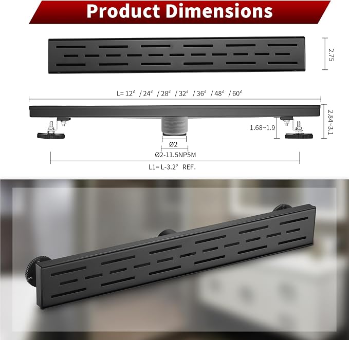Sharp-tec Linear Shower Drain, 24 inch Shower Drain - Image 6