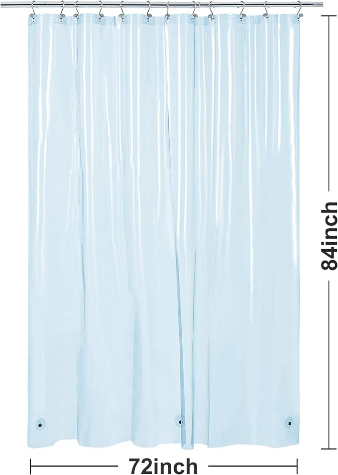 Barossa Design Extra Long Clear Blue Shower Curtain Liner - Image 7