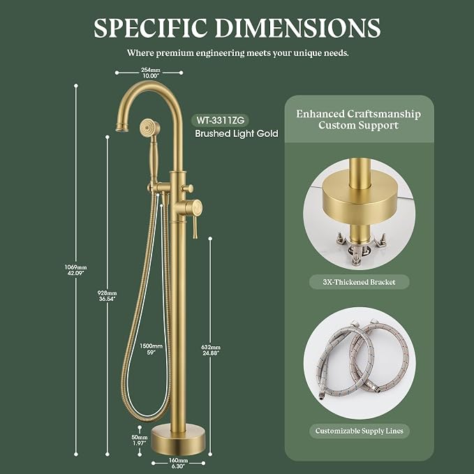 Free Standing Tub Faucet, Wintap Classic Freestanding Bathtub Faucet - Image 6