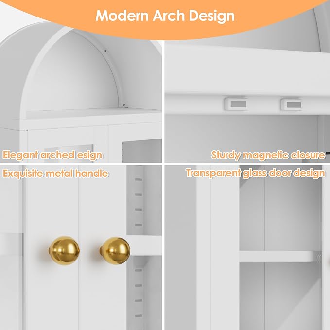 Arched Wall Cabinet, Bathroom Wall Mounted Cabinet - Image 4