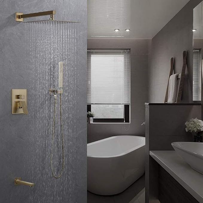 Iriber Brushed Gold Rain Shower System - Image 2