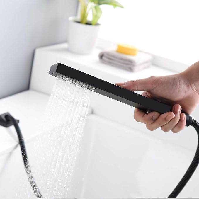 Waterfall Roman Tub Faucet Matte Black Deck Mount Bath Tub Filler - Image 9