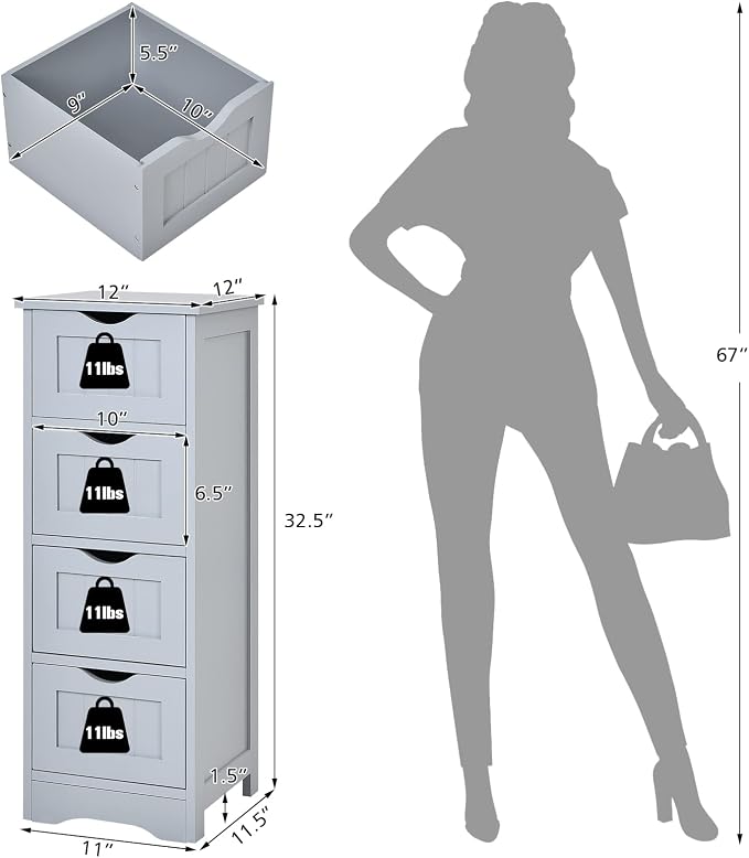 Tangkula Bathroom Floor Cabinet - Image 3