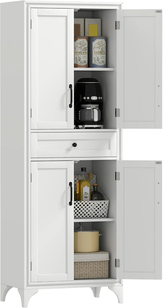 HOMCOM 67" Tall Freestanding Kitchen Pantry Cabinet, 4-Door Storage Cabinet by HOMCOM