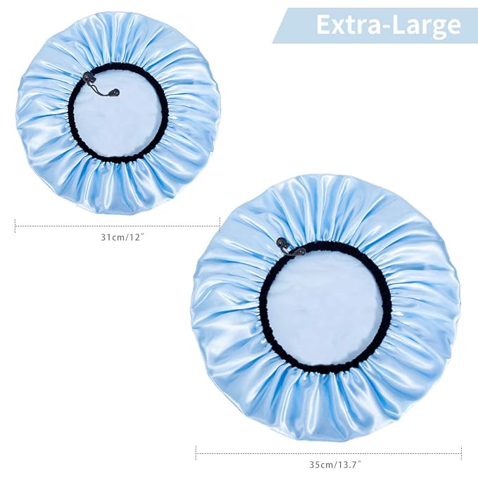 Auban Shower Cap for Women, Adjustable Reusable, Extra Large, Double-Layer - Image 4
