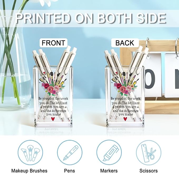 Be Pround of The Work You Do Acrylic Cosmetic Holder, Inspirational Makeup - Image 3