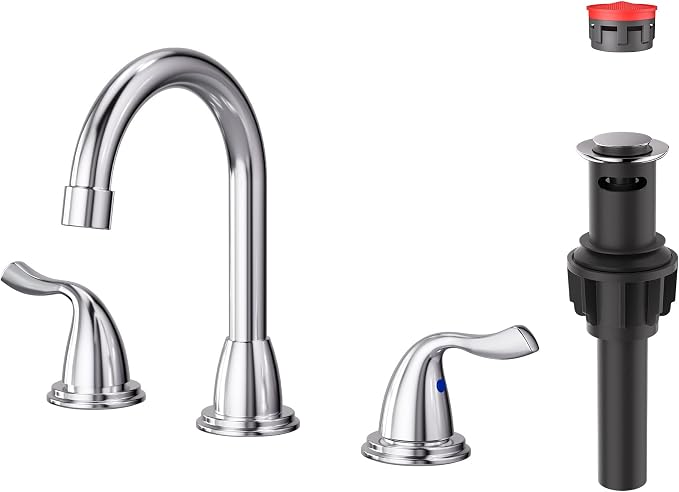 ARCORA Bathroom Sink Faucet 3 Hole, 8 Inch Widespread Bathroom Faucet, Chrome by ARCORA