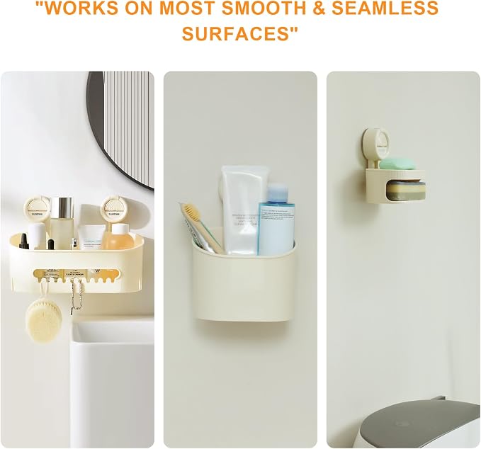 suntree Shower Caddy with Strong Suction Cups, No Drill Bathroom Shelf Organizer - Image 3