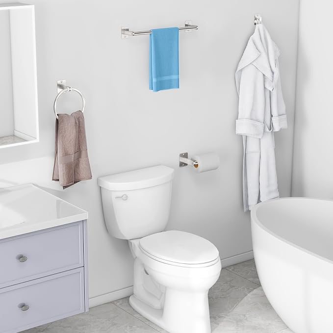 Brushed Nickel Bathroom Accessories Set, 4 Pieces Bathroom Hardware Set - Image 7