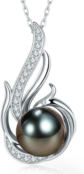 Tahitian Black Pearl Necklaces for Women 10-11mm by NONNYL