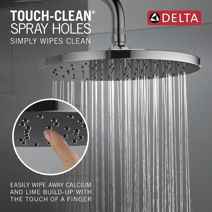 Delta Modern 14 Series Round Rain Shower Faucet Set, Chrome Shower Head and - Image 4