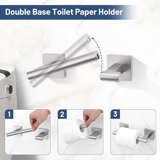 TURS Brushed Nickel 5 Piece Bathroom Hardware Accessories Set, SUS304 Stainless - Image 4