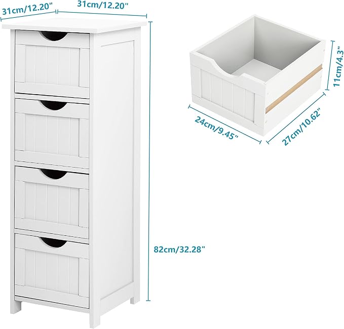 Bonnlo Skinny Bathroom Floor Storage Cabinet, Wooden Modern Thin Free Standing - Image 3