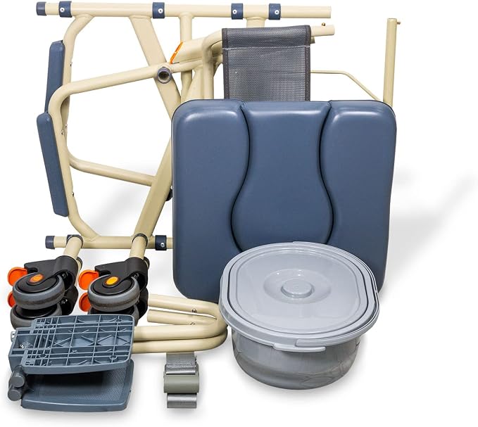 SolutionBased - - Lightweight Aluminum Folding Rolling Shower Chair - Image 6