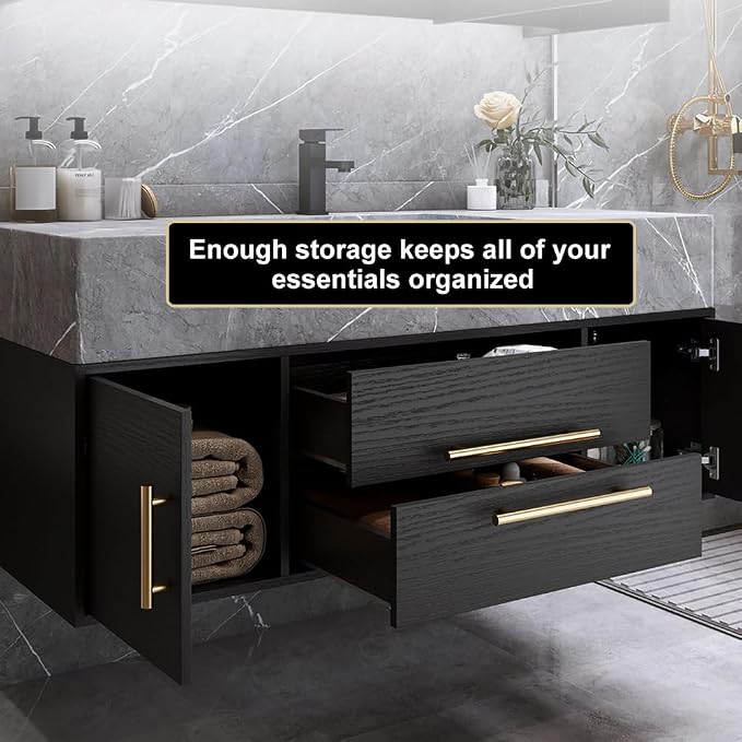 Bathroom Vanity with Sink 39" Floating Bathroom Vanity Sintered Stone Modern - Image 4