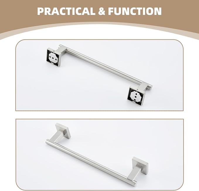 Suyar Bathroom Towel Holder Brushed Nickel, SUS 304 Stainless Steel Hand Towel - Image 8