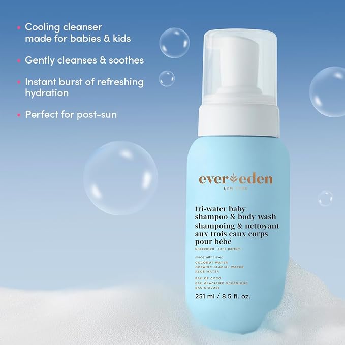 Evereden Tri-Water 2-in-1 Cooling Baby Shampoo and Body Wash: Gentle Cleansing - Image 2