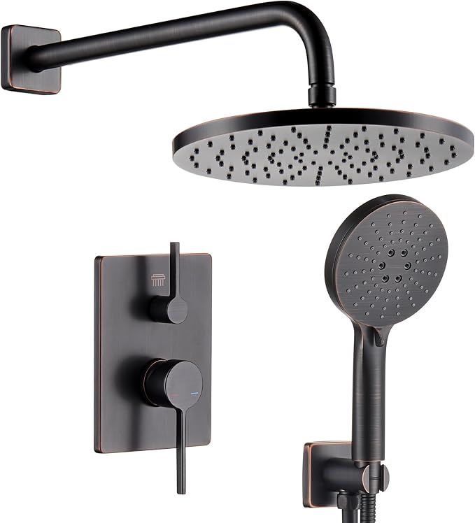 Bathroom Shower System Included Pressure Balancing Shower Mixer Valve, by AONEON