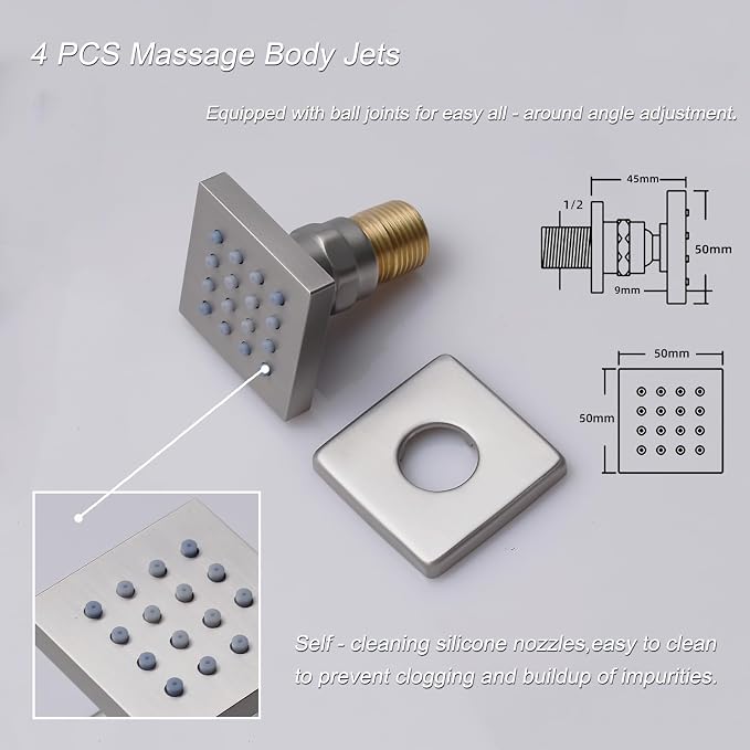 Shower System Brushed Nickel Shower Faucet Set 12 Inch Ceiling Mounted Full - Image 5