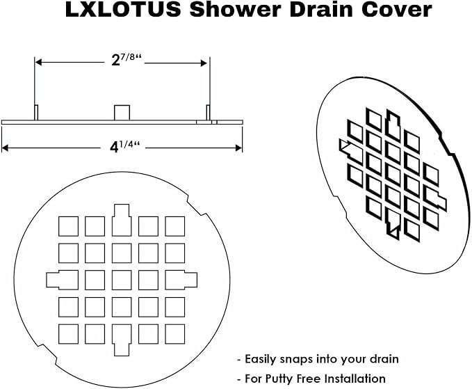 4 ¼” Polished Gold Snap-in Shower Drain Cover - Image 3