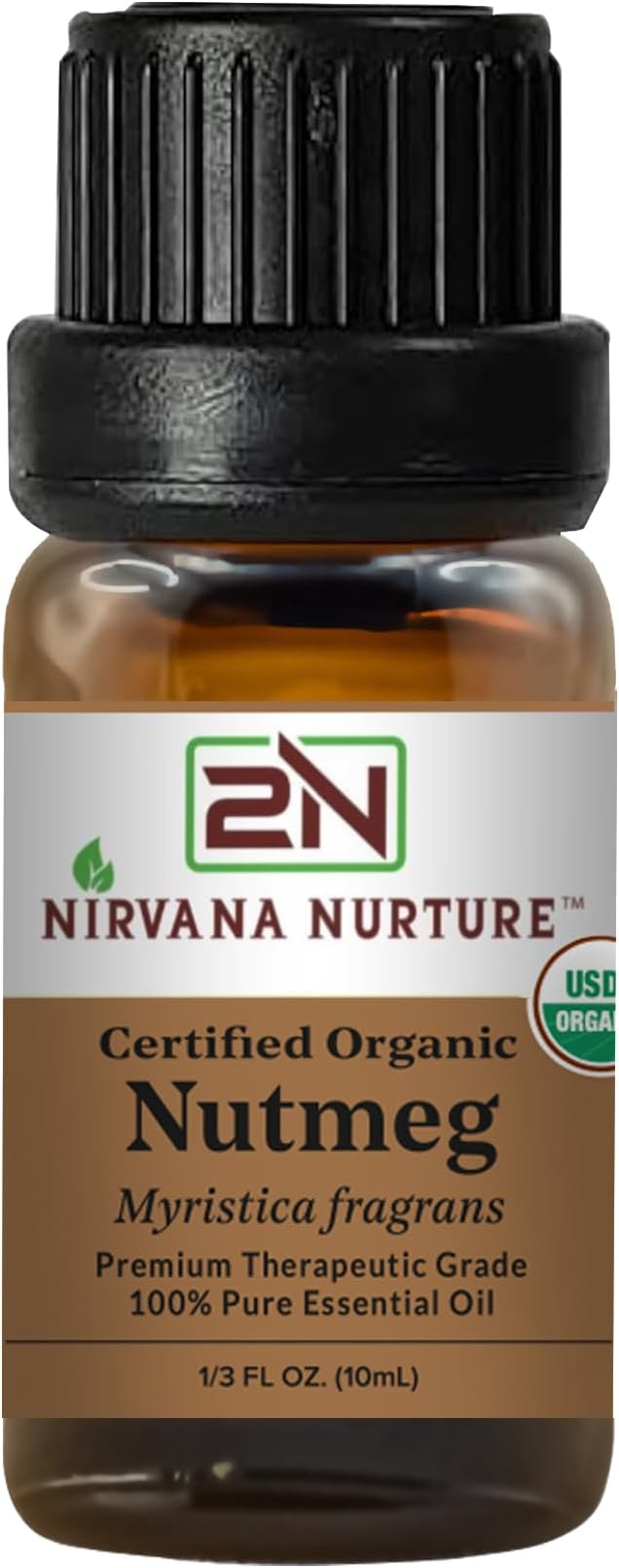 Nutmeg Essential Oil USDA Certified Organic, 100% Pure Natural Premium Grade by NirvanaNurture