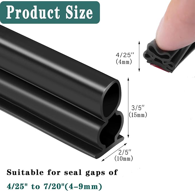 Door Seal Strip for Door Frame, Rubber Weather Stripping Door Seal, - Image 6