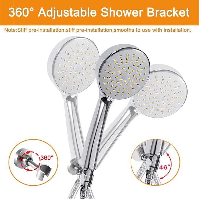 Shower Head Holder All Metal Handheld Shower Wand Bracket Adjustable Handheld - Image 4