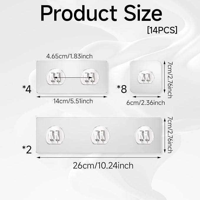 Shower Caddy Adhesive Replacement Hooks 14 Pack, Strong Transparent No Drilling - Image 2