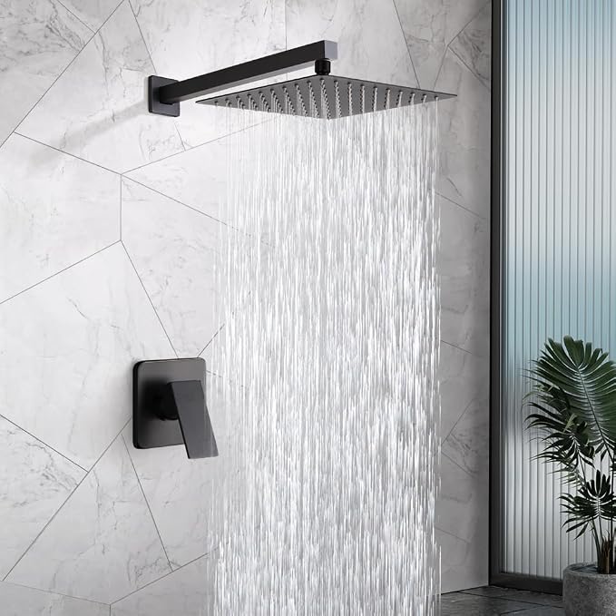 POP SANITARYWARE Matte Black Shower Faucet Set, Bathroom Rainfall Shower System - Image 2