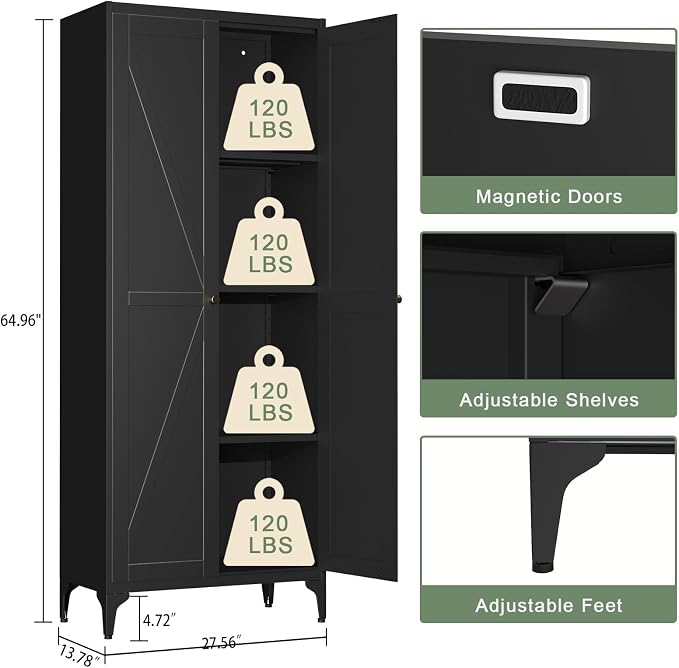 65"Tall Kitchen Pantry Storage Cabinet, 5 Tier Freestanding Kitchen Cupboard - Image 2