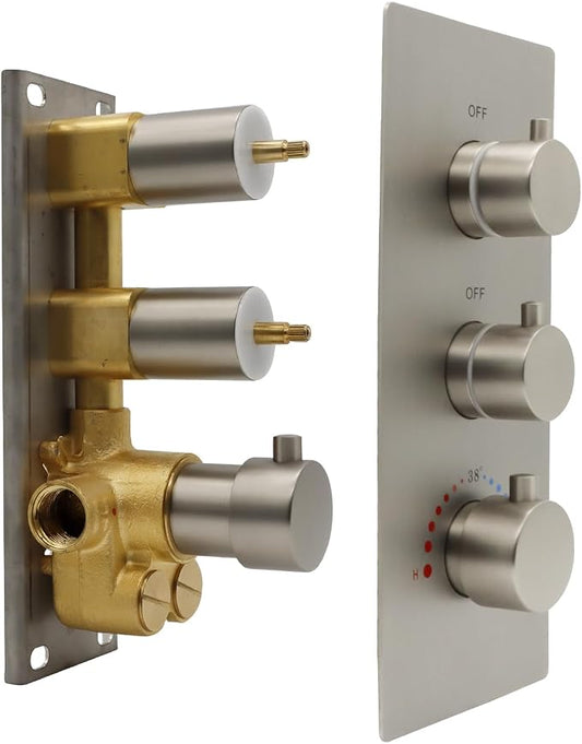 HOMEDEC Brushed Nickel 2 Way Shower Diverter Valve, Brass Dual Functions by HOMEDEC