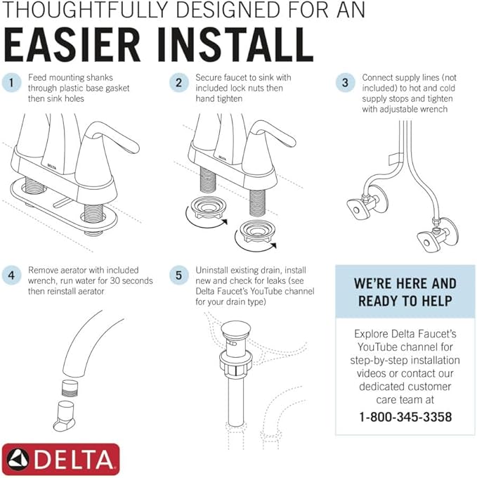Delta Arvo Centerset Bathroom Faucet, Chrome 2-Handle Bathroom Faucet, Delta - Image 5