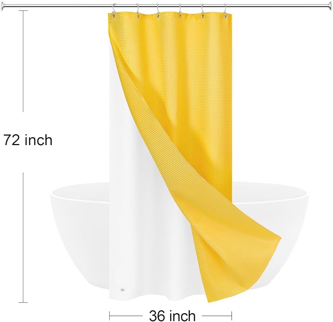 3 in 1 Stall Half Size Yellow Shower Curtain Set-36 W x 72 H, Modern Waffle - Image 8
