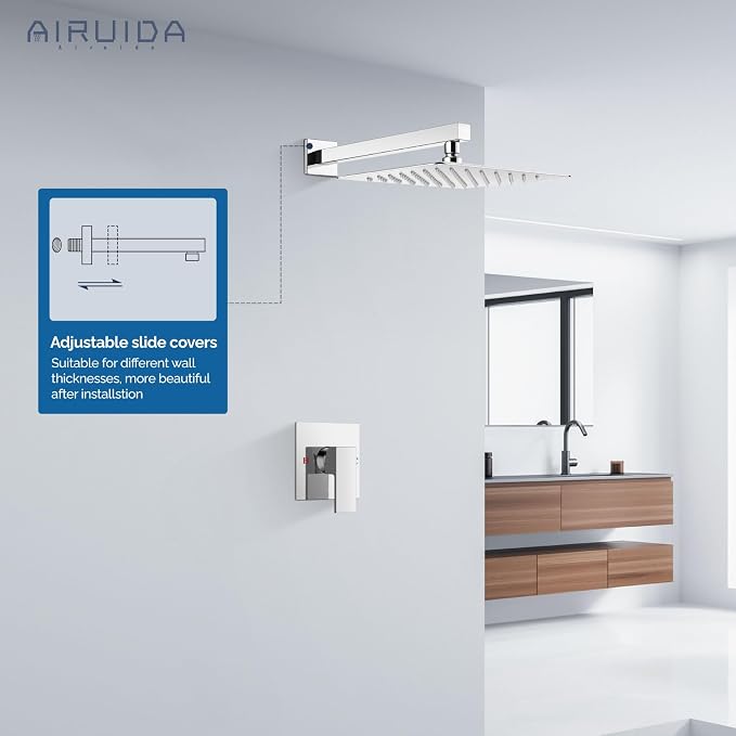 Airuida Shower Faucet Set Bathroom Rain Shower System SUS304 Stainless Steel - Image 4