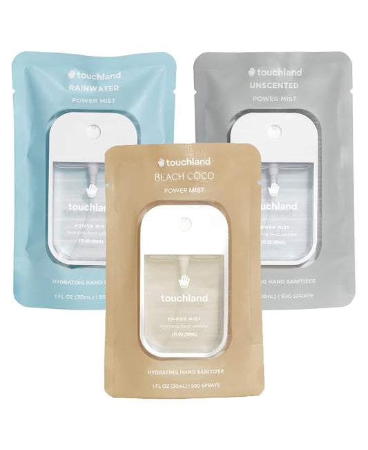 Touchland Hydrating Hand Sanitizer Spray, DYE FREE Trio Set, 1 FL. OZ. Travel by Touchland