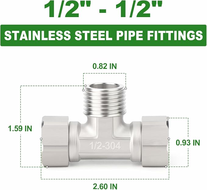 TAISHER 2PCS 304 Stainless Steel 3 Way Left&Right 2 Ends Flexible Movable Tee - Image 2